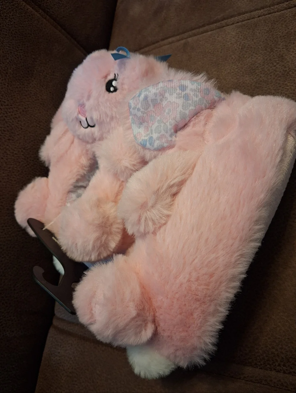 Wonder Nation Plush Pink Bunny Cozy Slippers Size 5-6 Girls